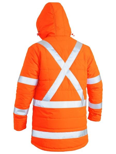 BISLEY PUFFER HI VIS JACKET, X-BACK, WATERPROOF AND TTMC-W17 COMPLIANT