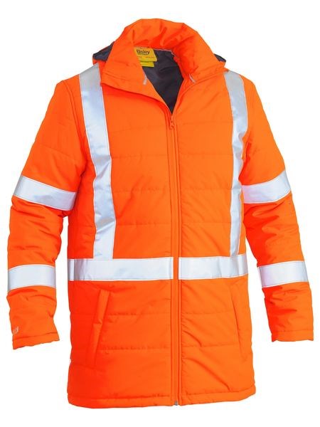 BISLEY PUFFER HI VIS JACKET, X-BACK, WATERPROOF AND TTMC-W17 COMPLIANT