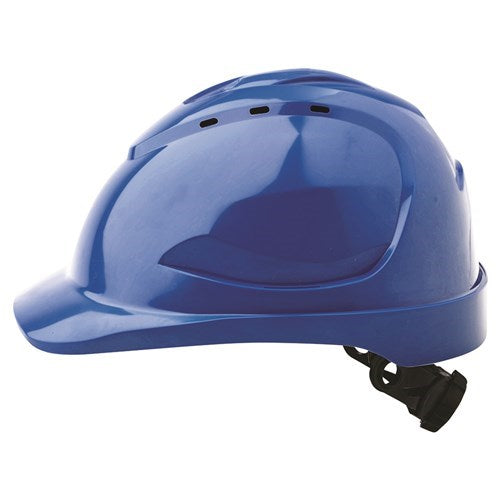 VENTED HARD HAT WITH RATCHET SIZE ADJUSTER, 9 VENTS.  FULLY CERTIFIED, ABS MATERIAL MANY COLOURS AVAILABLE